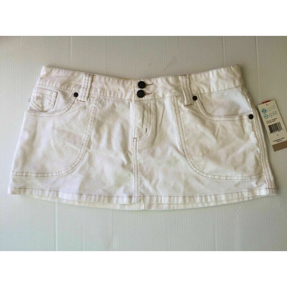 Split Clothing Juniors Corduroy White Mini Skirt
